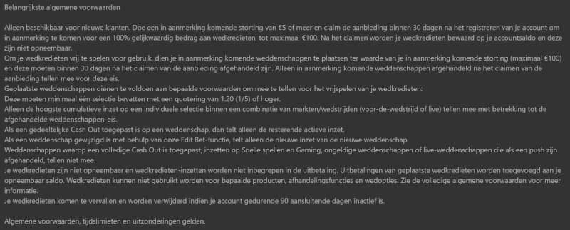 bet365 bonus tc nl